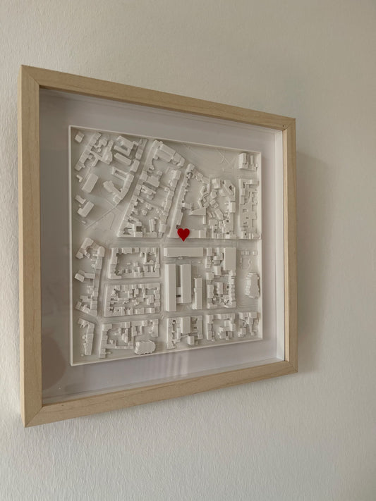 3D-cadres op maat locatie van ontmoeting/trouwdag