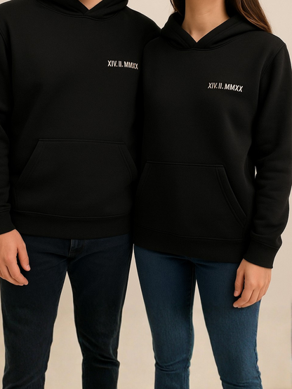 Hoodies avec date en écriture romaine